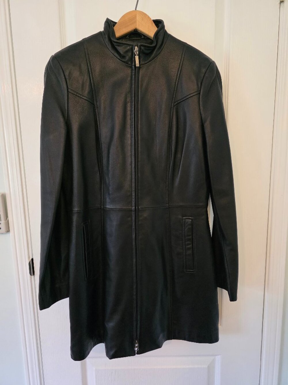 Women's Black Danier Leather Jacket Size Small with Removable Liner